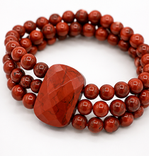 Load image into Gallery viewer, Red Jasper Three Strand Bracelet