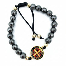 Load image into Gallery viewer, Saint Benedict Hematite Bolo Bracelet